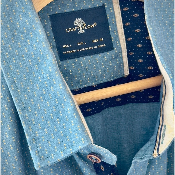 Craft + Flow electric blue and yellow geo-print, half-sleeved, button down shirt - Picture 4 of 4